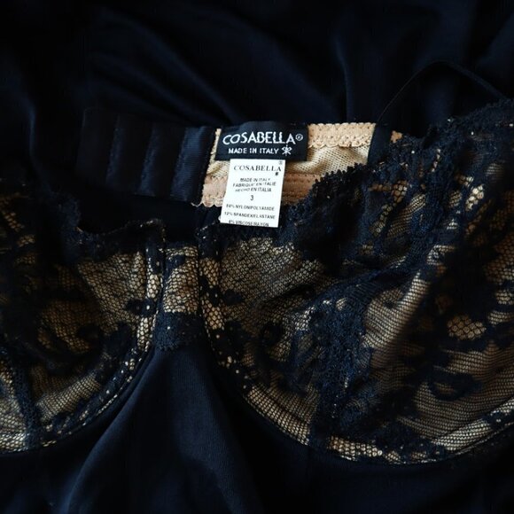 Cosabella Black Lace Trim Underwire Slip Bodycon Sexy Dress Cocktail Size 3  34C - Picture 5 of 5